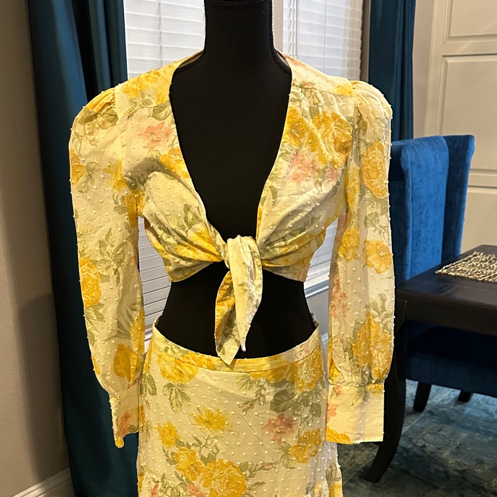 Wayf Yellow Floral Crop Top